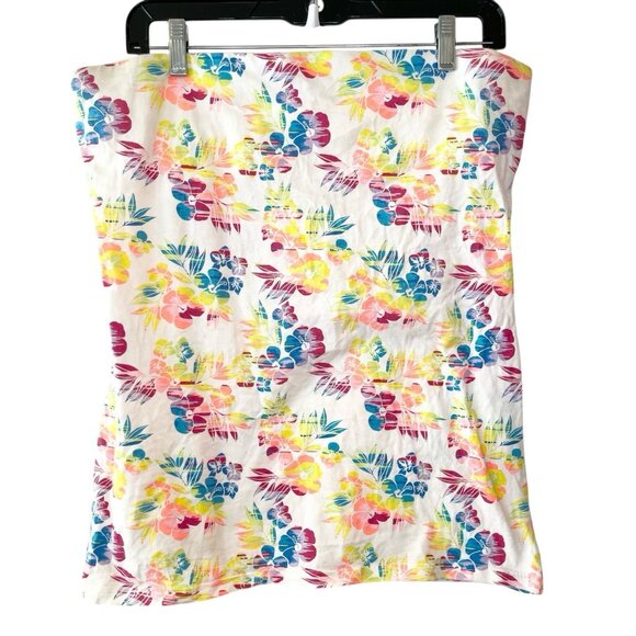 No Boundaries Rainbow Floral Hawaiian Tube Top Tank Strapless Shelf Bra XL - Picture 1 of 4